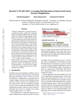 BoschAI @ PLABA 2023: Leveraging Edit Operations in End-to-End Neural
  Sentence Simplification