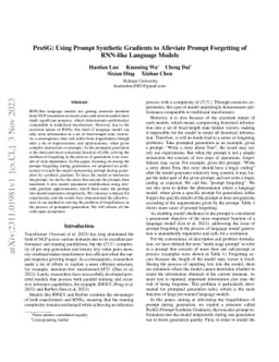 ProSG: Using Prompt Synthetic Gradients to Alleviate Prompt Forgetting
  of RNN-like Language Models