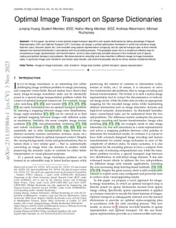 Optimal Image Transport on Sparse Dictionaries