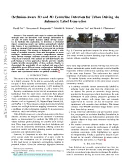 Occlusion-Aware 2D and 3D Centerline Detection for Urban Driving via
  Automatic Label Generation
