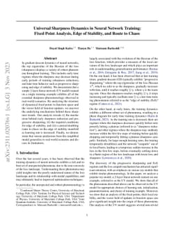 Universal Sharpness Dynamics in Neural Network Training: Fixed Point Analysis, Edge of Stability, and Route to Chaos