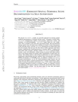 EmerNeRF: Emergent Spatial-Temporal Scene Decomposition via
  Self-Supervision