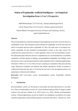 Notion of Explainable Artificial Intelligence -- An Empirical
  Investigation from A Users Perspective
