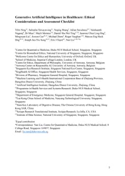 Generative Artificial Intelligence in Healthcare: Ethical Considerations
  and Assessment Checklist