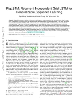RigLSTM: Recurrent Independent Grid LSTM for Generalizable Sequence
  Learning