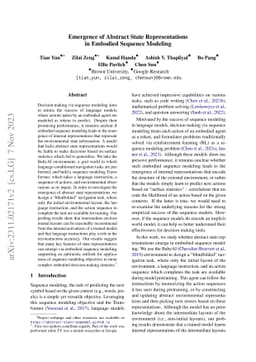 Emergence of Abstract State Representations in Embodied Sequence
  Modeling
