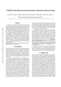 COSMIC: Data Efficient Instruction-tuning For Speech In-Context Learning