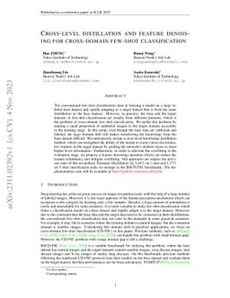 Cross-Level Distillation and Feature Denoising for Cross-Domain Few-Shot
  Classification