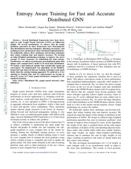 Entropy Aware Training for Fast and Accurate Distributed GNN