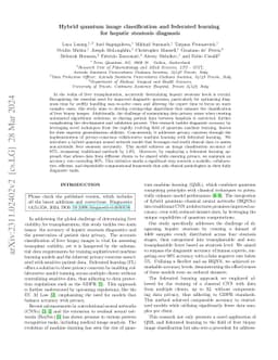 Hybrid quantum image classification and federated learning for hepatic
  steatosis diagnosis
