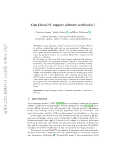 Can ChatGPT support software verification?