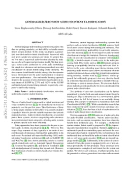 Generalized zero-shot audio-to-intent classification