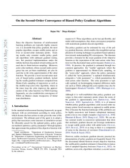 On the Second-Order Convergence of Biased Policy Gradient Algorithms