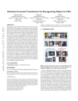 Rotation Invariant Transformer for Recognizing Object in UAVs