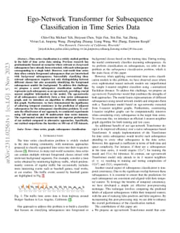 Ego-Network Transformer for Subsequence Classification in Time Series
  Data