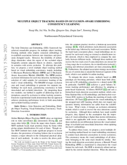 Multiple Object Tracking based on Occlusion-Aware Embedding Consistency
  Learning