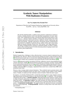 Synthetic Tumor Manipulation: With Radiomics Features