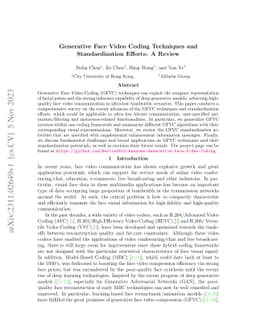 Generative Face Video Coding Techniques and Standardization Efforts: A
  Review