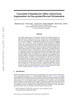Uncertainty Estimation for Safety-critical Scene Segmentation via
  Fine-grained Reward Maximization