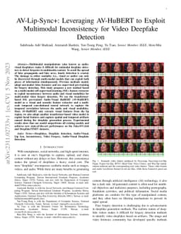 AV-Lip-Sync+: Leveraging AV-HuBERT to Exploit Multimodal Inconsistency
  for Video Deepfake Detection