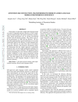 Attention or Convolution: Transformer Encoders in Audio Language Models
  for Inference Efficiency
