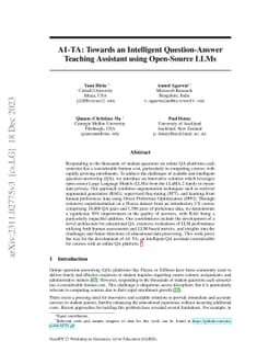 AI-TA: Towards an Intelligent Question-Answer Teaching Assistant using
  Open-Source LLMs