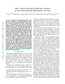 Make a Donut: Hierarchical EMD-Space Planning for Zero-Shot Deformable Manipulation with Tools