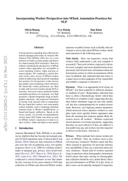 Incorporating Worker Perspectives into MTurk Annotation Practices for
  NLP