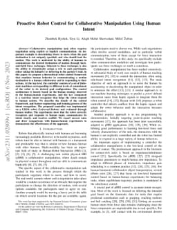 Proactive Robot Control for Collaborative Manipulation Using Human
  Intent