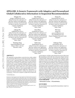 APGL4SR: A Generic Framework with Adaptive and Personalized Global
  Collaborative Information in Sequential Recommendation