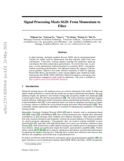 Signal Processing Meets SGD: From Momentum to Filter