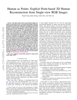 Human as Points: Explicit Point-based 3D Human Reconstruction from Single-view RGB Images