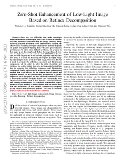 Zero-Shot Enhancement of Low-Light Image Based on Retinex Decomposition