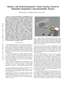 Obstacle- and Occlusion-Responsive Visual Tracking Control for Redundant
  Manipulators using Reachability Measure