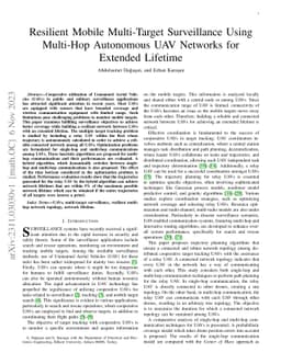 Resilient Mobile Multi-Target Surveillance Using Multi-Hop Autonomous
  UAV Networks for Extended Lifetime