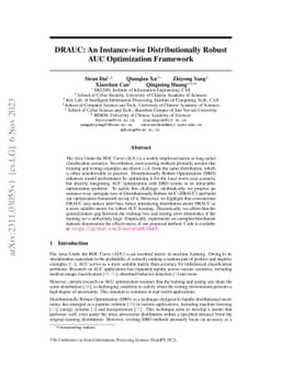 DRAUC: An Instance-wise Distributionally Robust AUC Optimization
  Framework