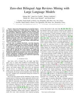 Zero-shot Bilingual App Reviews Mining with Large Language Models