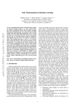SoK: Memorisation in machine learning
