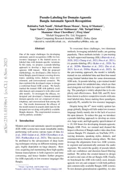 Pseudo-Labeling for Domain-Agnostic Bangla Automatic Speech Recognition