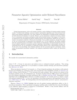 Parameter-Agnostic Optimization under Relaxed Smoothness