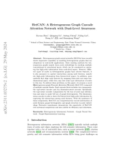 HetCAN: A Heterogeneous Graph Cascade Attention Network with Dual-Level
  Awareness