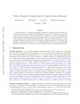 Risk of Transfer Learning and its Applications in Finance