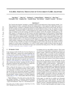 S-LoRA: Serving Thousands of Concurrent LoRA Adapters