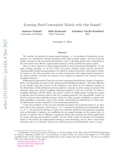 Learning Hard-Constrained Models with One Sample