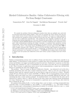 Blocked Collaborative Bandits: Online Collaborative Filtering with
  Per-Item Budget Constraints