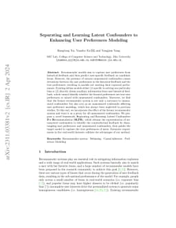 Separating and Learning Latent Confounders to Enhancing User Preferences
  Modeling