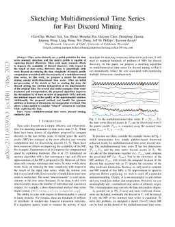 Sketching Multidimensional Time Series for Fast Discord Mining