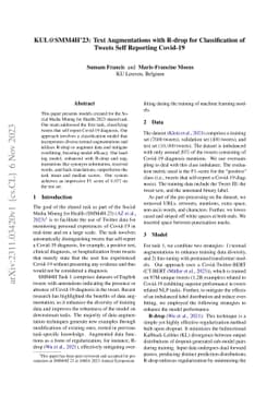 Text Augmentations with R-drop for Classification of Tweets Self
  Reporting Covid-19