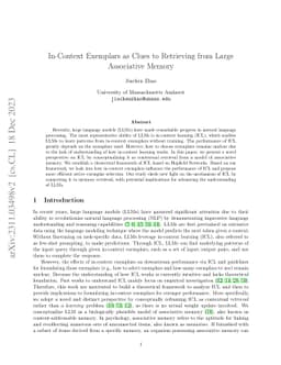 In-Context Exemplars as Clues to Retrieving from Large Associative
  Memory