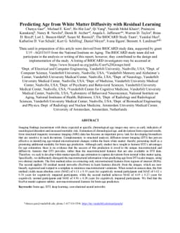 Predicting Age from White Matter Diffusivity with Residual Learning